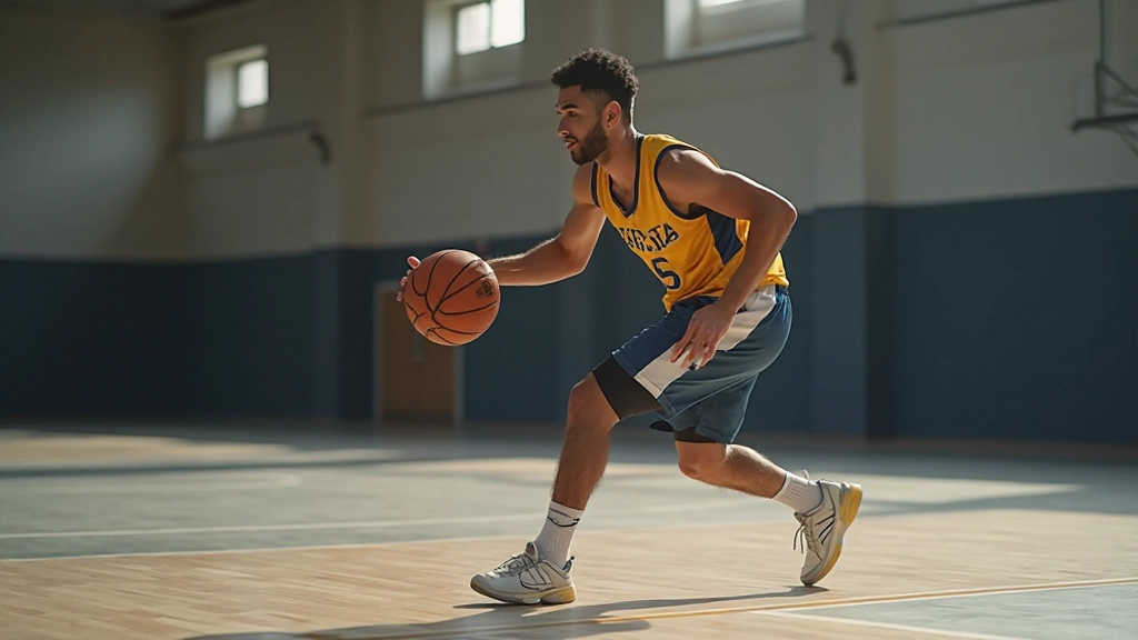 Player practicing ball handling and dribbling techniques with basketball