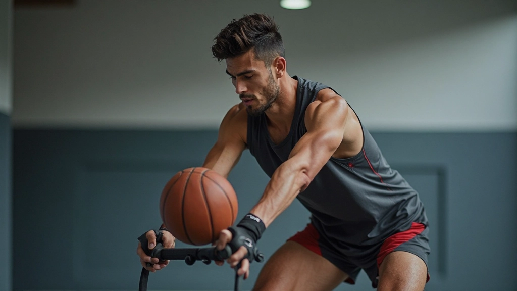 Athlete performing conditioning exercises at modern basketball training facility